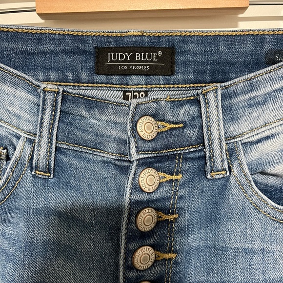 Judy Blue High Rise Distressed Blue Jeans - Picture 2 of 8